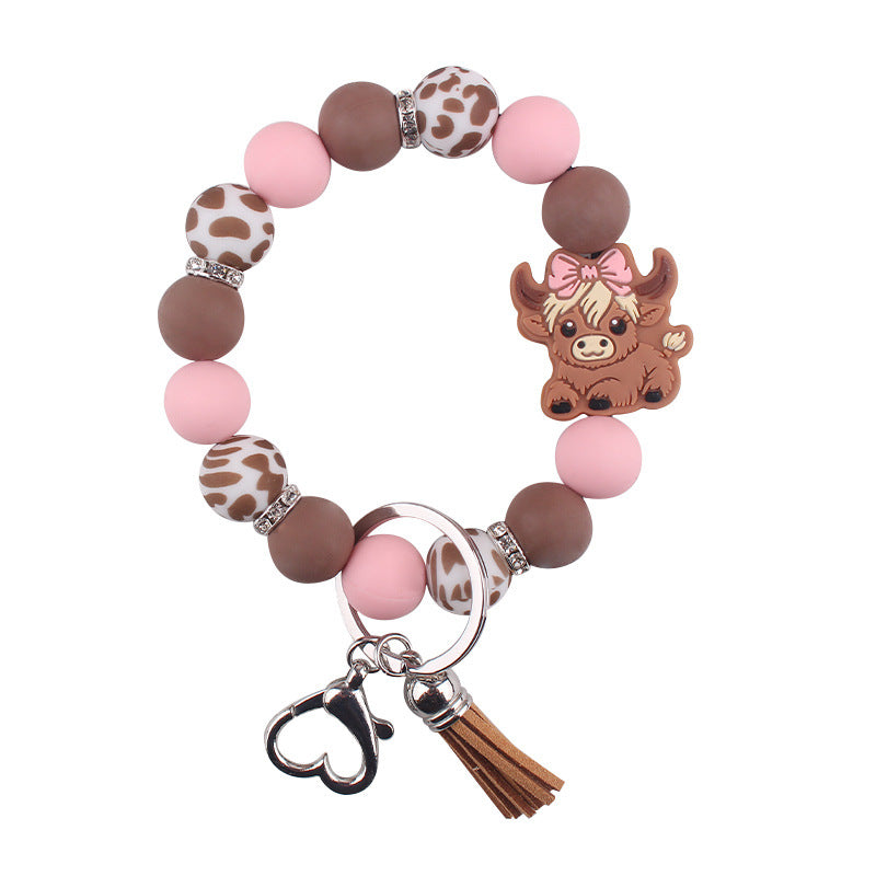 Wholesale Cute Cow Consumption Silicone Bracelet Keychain
